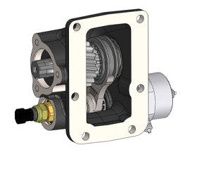 Fuso M025S5 Left-Side Mounted PTO with Uni 3-Bolt Output – Vacuum Operated, Max Torque 150 Nm, Includes Mounting Kit